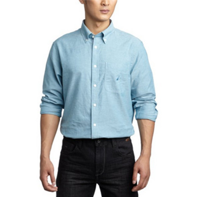 双色可选！诺帝卡W44000男式长袖休闲衬衫