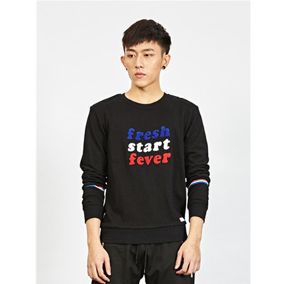 简约！Preppy Elite三色字母毛巾绣卫衣