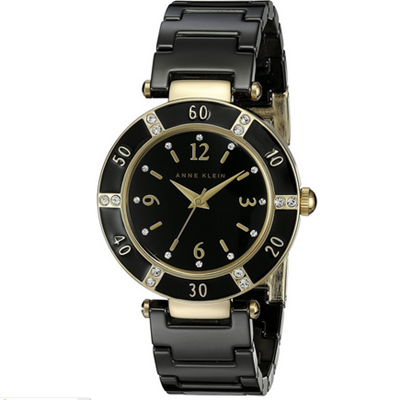 黑五来了！Anne Klein 109416BKBK 水晶陶瓷女士手表