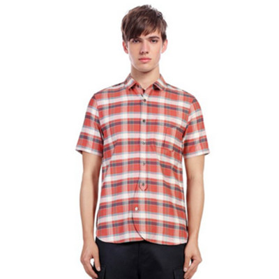 再降！Trendiano男式格子短袖衬衫3131011730917