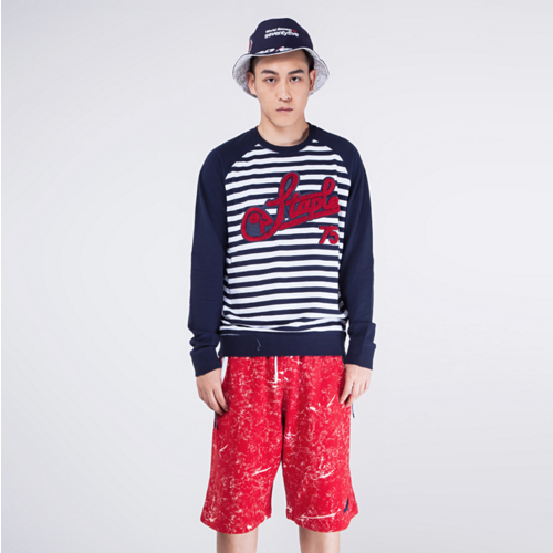 大码好价！STAPLE COMPASS CREWNECK 条纹棒球风卫衣