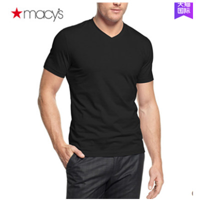 好价！美国Macy's男士进口修身型V领T恤AlfaniRED264451993