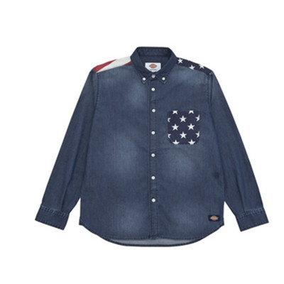 清仓半价！Dickies 男式 牛仔星条旗长袖衬衫浅 151M20WD14