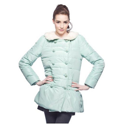 白菜价！Etam Weekend 女式双排扣可拆毛领棉服