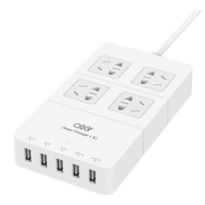 全网好价！QIC HP4A5U-WH插线板+智能USB充电器（白色）
