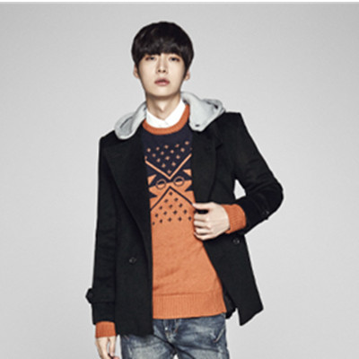 修身版型！AMH修身男士毛呢大衣外套NZ3338