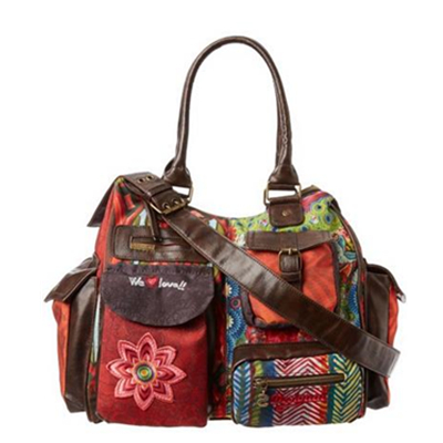 再降！Desigual 女式 波希米亚多口袋单肩包
