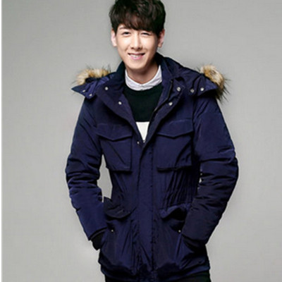 双12预售！AMH男装 纯色修身多口袋连帽棉衣NV4893