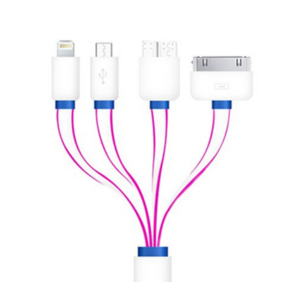 秒杀价！维肯 四合一充电线 一拖四苹果安卓多功能数据线 粉色