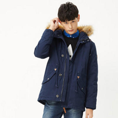 双12预售！美特斯邦威 男棉衣 中长款连帽保暖外套601311