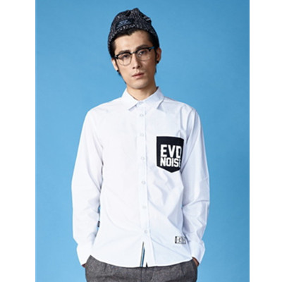 绅士范儿！EVD 纯色字母印花长袖衬衫