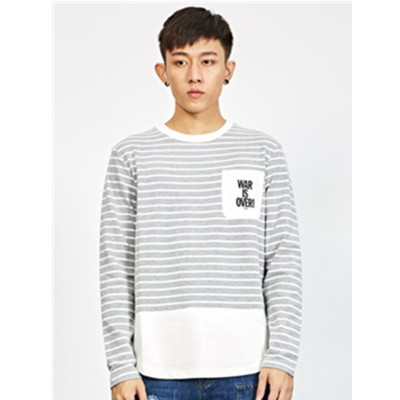 秋冬新品！Preppy Elite条纹拼接长袖T恤