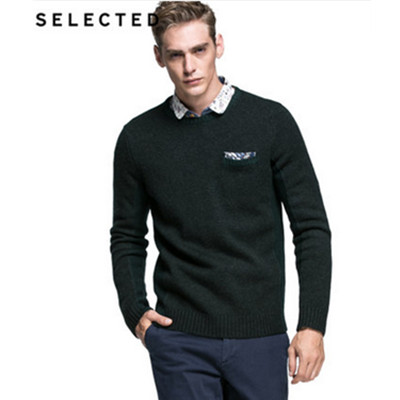 新低！SELECTED思莱德羊毛混纺印花男毛衣C415425004