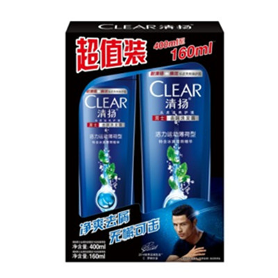 限地区！清扬 男士洗发露 活力运动薄荷型(去屑+清爽)(400+160)ml