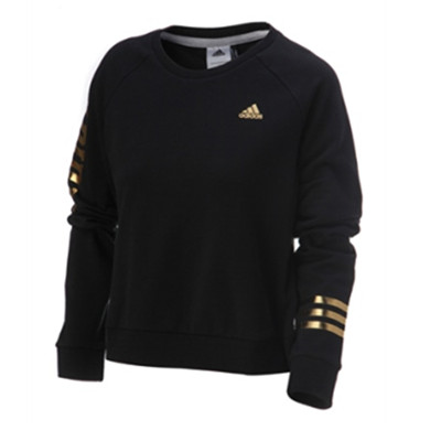 炫酷黑金！阿迪达斯女款针织套头卫衣AH5674