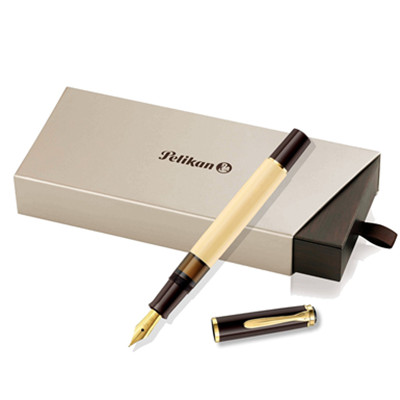 全网好价！Pelikan百利金传统系列M200奶油咖啡钢笔