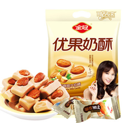 大颗杏仁！金冠杏味酥脆牛奶糖 500g