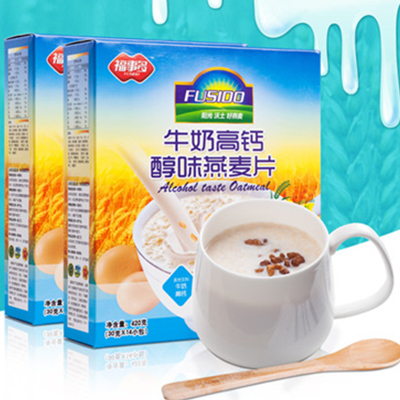 天然谷物！福事多 牛奶高钙燕麦片420g*2盒