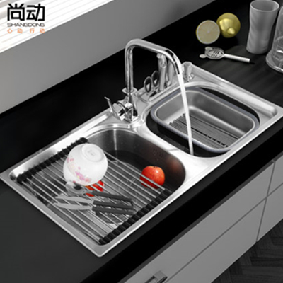 纳米凹槽！尚动 厨房304不锈钢水槽