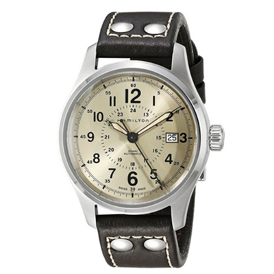 经典！汉密尔顿Hamilton H70595523 卡其自动机械男表