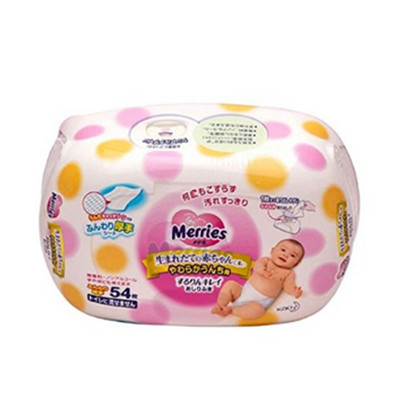原装进口！花王Merries加厚湿纸巾54片装盒装