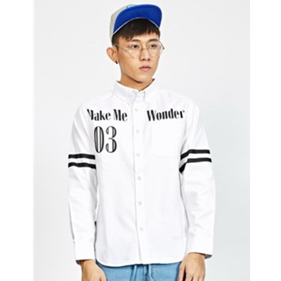 时尚单品！Preppy Elite纯色字母印花衬衫