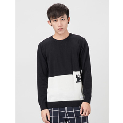 黑白配色！Preppy Elite黑白拼接针织衫