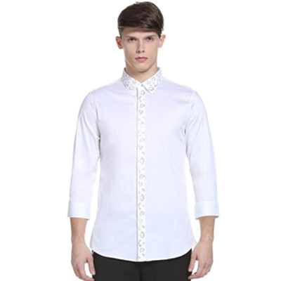 帅气！Trendiano男式修身棉质钉珠衬衫3142012350000