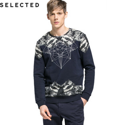 新低！SELECTED思莱德冰川几何印花套头卫衣C41544D018