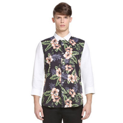 印花撞色！Trendiano 休闲长袖衬衫3142011110000