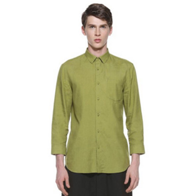 清新帅气！Trendiano 麻质纯色衬衫 3143014800510