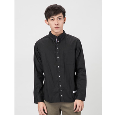 青春活力！Preppy Elite黑色后背字母衬衫