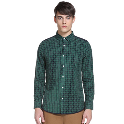 英伦风！Trendiano男式纯棉格子长袖衬衫3141010470953