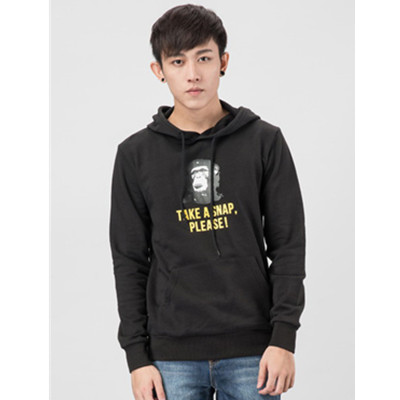 趣味十足！Preppy Elite黑色恶搞图案连帽卫衣