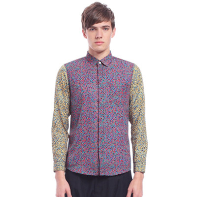 时尚焦点！Trendiano男式迷彩印花修身长袖衬衫3141013010120