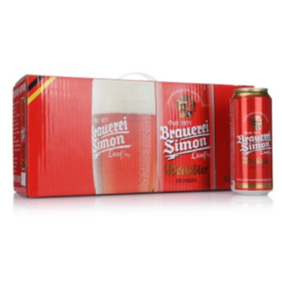 喜庆红！凯撒西蒙 黑啤酒500ml*12听