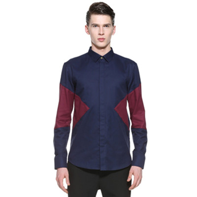时尚单品！Trendiano男式拼色长袖衬衫3143010170650