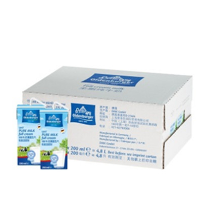 进口牛奶！欧德堡 超高温处理全脂纯牛奶200ml*24盒
