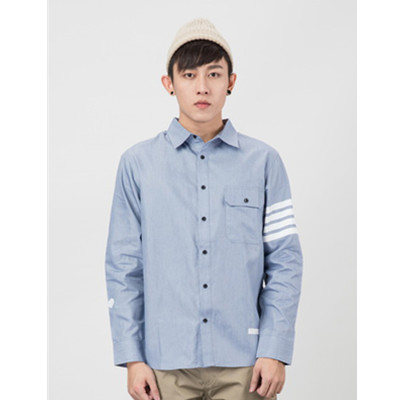时尚个性！Preppy Elite后背字母印花长袖衬衫