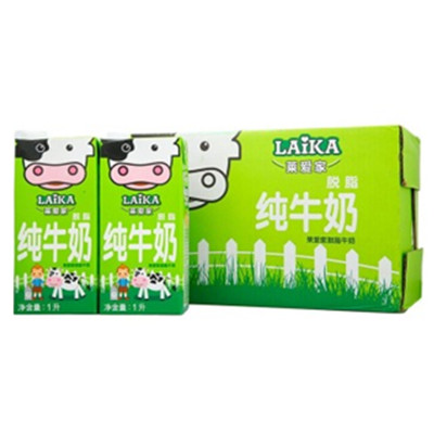 好价！莱爱家（LAIKA）脱脂牛奶 1L*12 整箱装