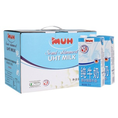 好价！甘蒂牧场（MUH）部分脱脂纯牛奶1L*6盒