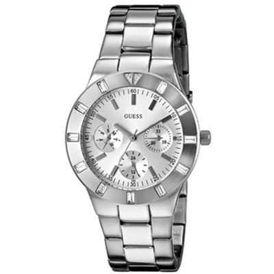 再降！盖尔斯GUESS女式U10075L1银色运动手表