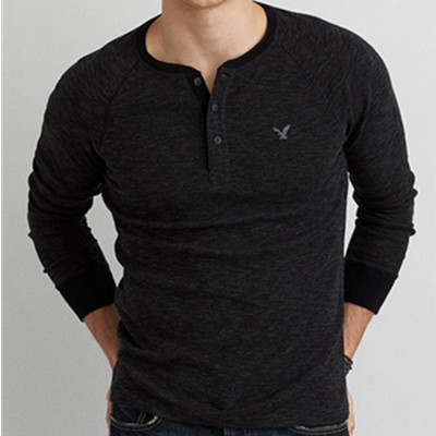 年货节预售！AEO美鹰傲飞男士休闲百搭亨利领长袖针织T恤4171_8274