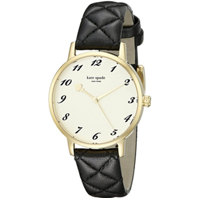 再降！凯特&middot;丝蓓kate spade 女式1YRU0788 石英黑色手表