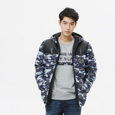 冬季好货！美特斯邦威 男连帽迷彩羽绒服601177