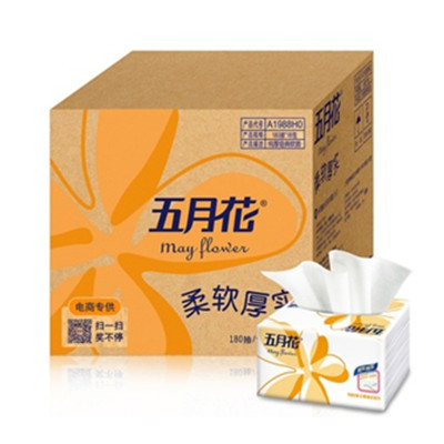 近期好价！五月花 抽纸 纯厚经典2层抽式面巾纸180抽*18包