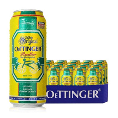 进口好价！德国奥丁格（OETTINGER）柠檬啤酒500ml*24听整箱装