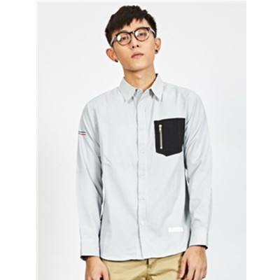 简约设计！Preppy Elite细条纹贴布口袋衬衫