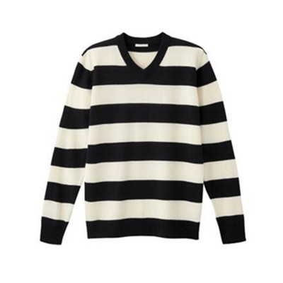 再降！极优男装 条纹V领针织衫 262303