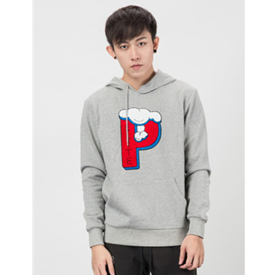 简约百搭！Preppy Elite图案印花连帽套头卫衣